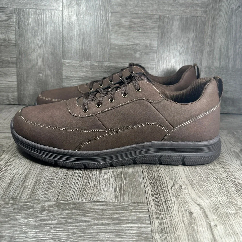 Dockers Sanderson Mens 12 Work Shoes Brown Slip Resistant Oxford 90-23858 NEW